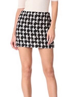 Alice + Olivia Black & White Houndstooth Mini Skirt Size 8